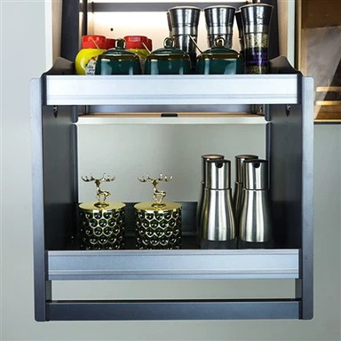 Tủ lưu trữ nhà bếp Giỏ lưu trữ ẩn kim loại nâng thẳng đứng